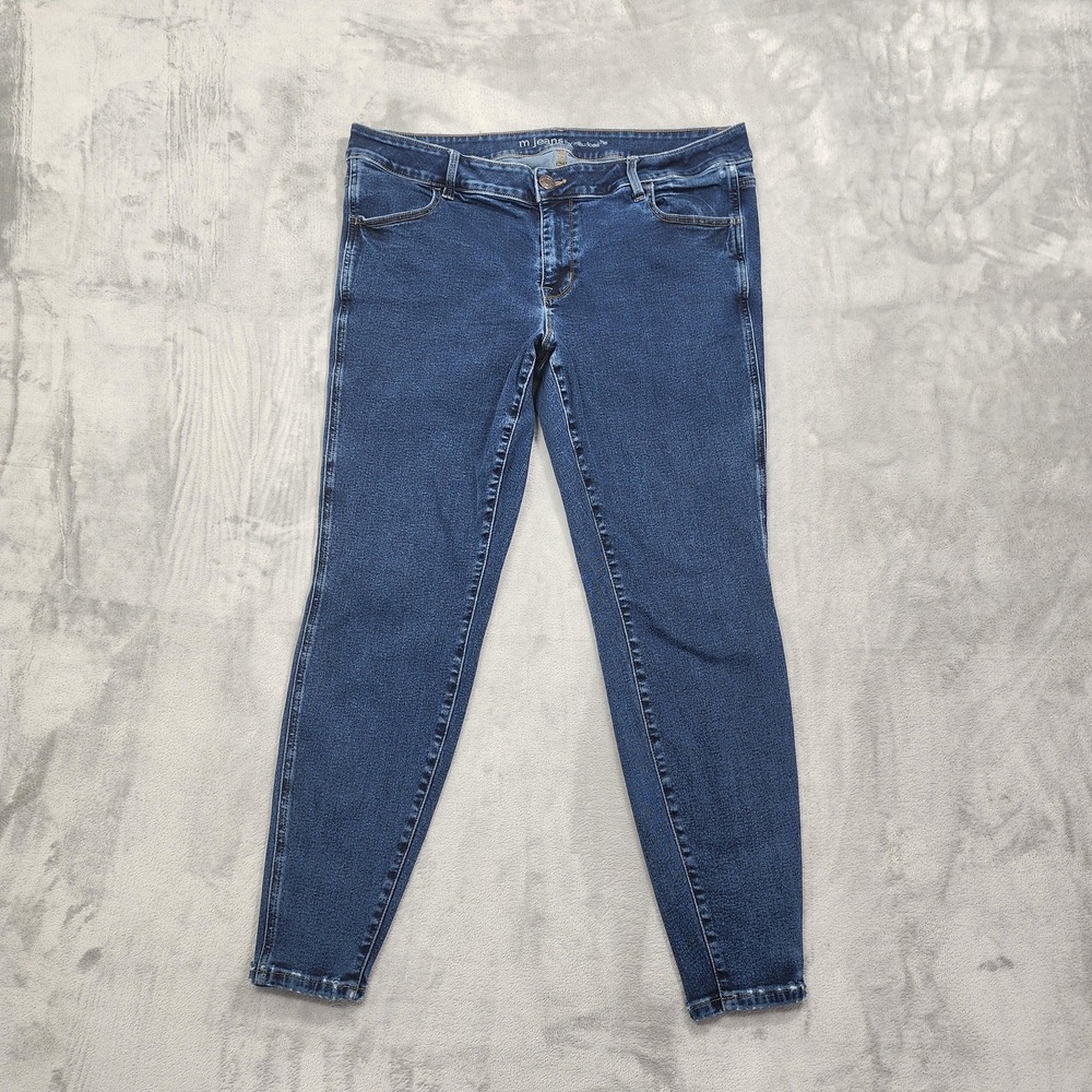 Maurices Jeans Womens 18W Blue Mid Rise Skinny Leg Stretch Denim Distressed